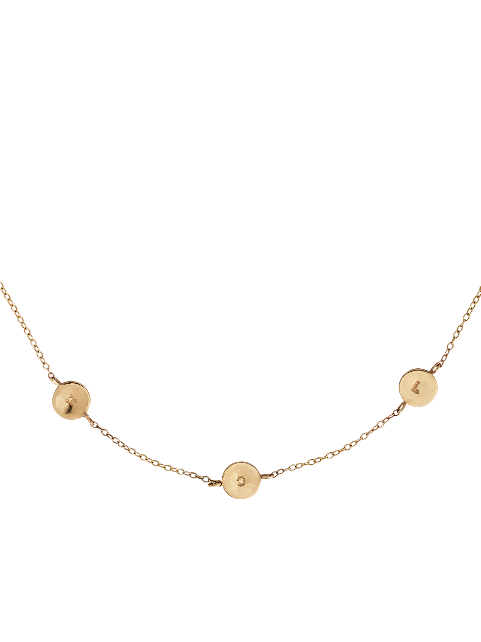 Solid gold personalised station disc necklace